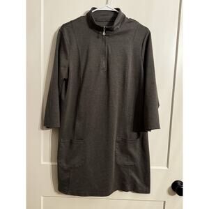 Northstyle Gray 1/4 Zip 3/4 Sleeve Dress, Sz L LagenLook Gorpcore Pullover